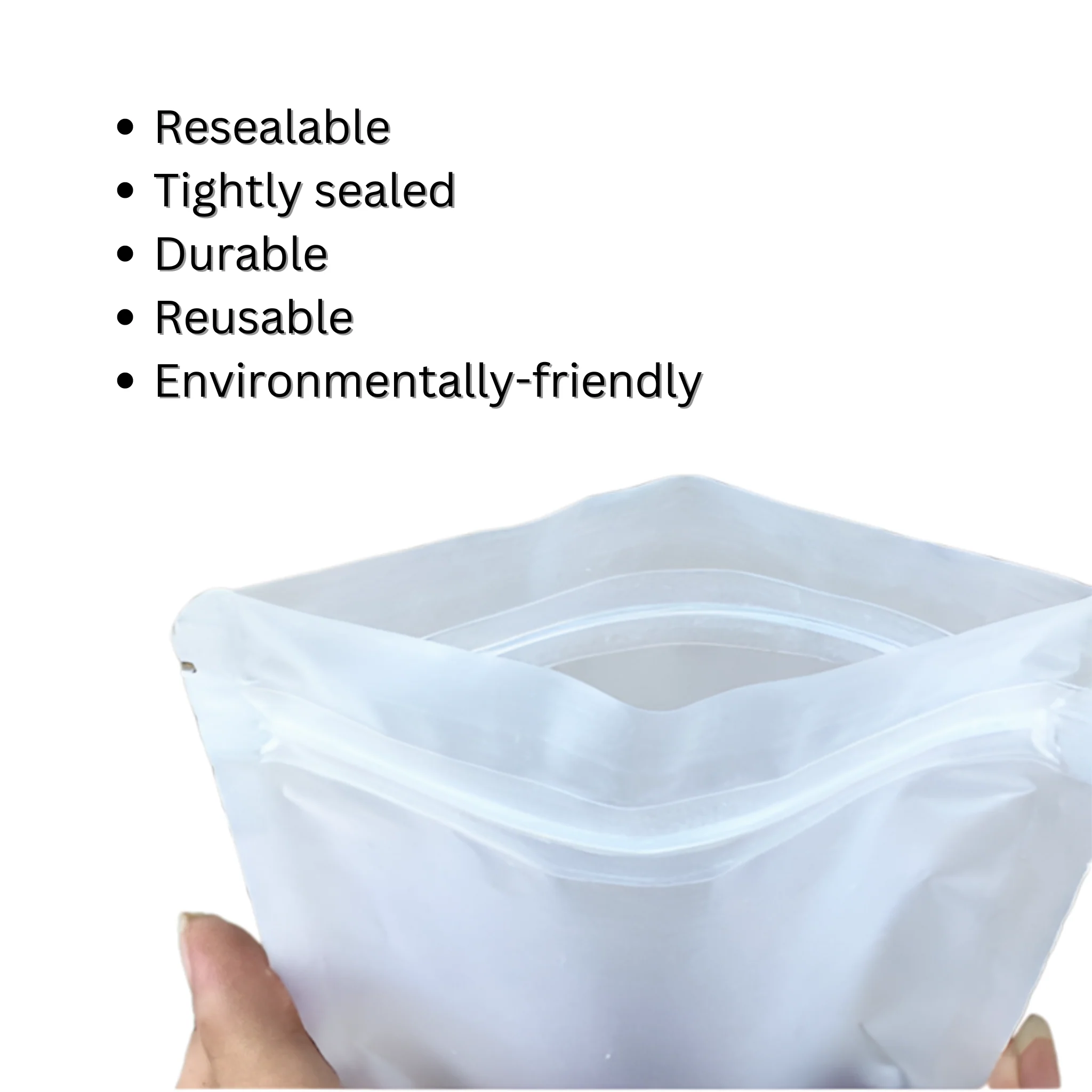 150mm x 220mm Resealable White Matte Plastic Flat Zipper Lock Pouch Bags - Image 5