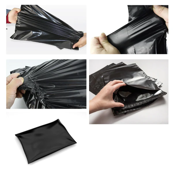 350mm x 480mm+ 40mm Black Poly Mailer Plastic Mailing Satchel Courier Shipping Bag - Image 4