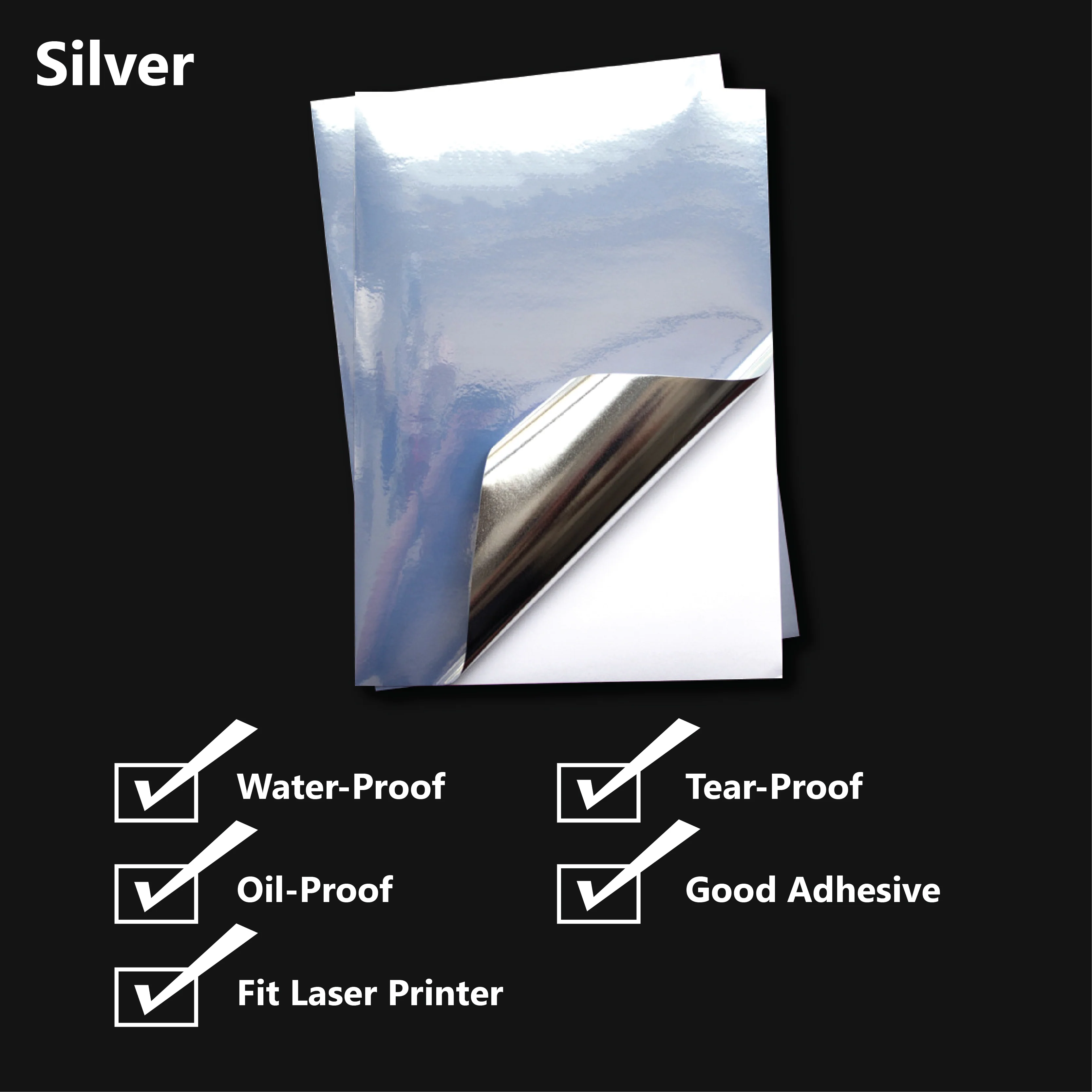 A4 Glossy Gold/Silver PET Self Adhesive Vinyl Sticker Paper Sheet Label Laser Print - Image 3