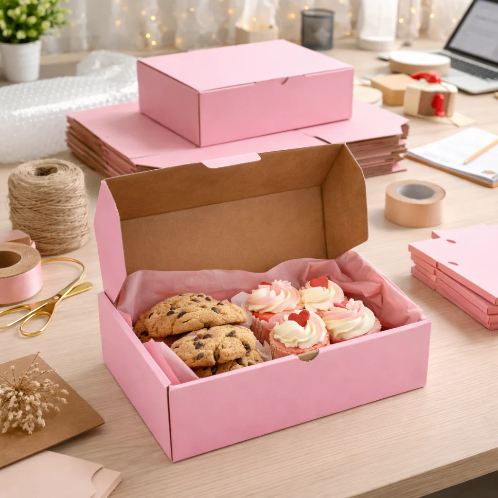 Pink Mailing Boxes 310 x 230 x 105mm Die Cut Shipping Packing Cardboard Boxes - Image 3