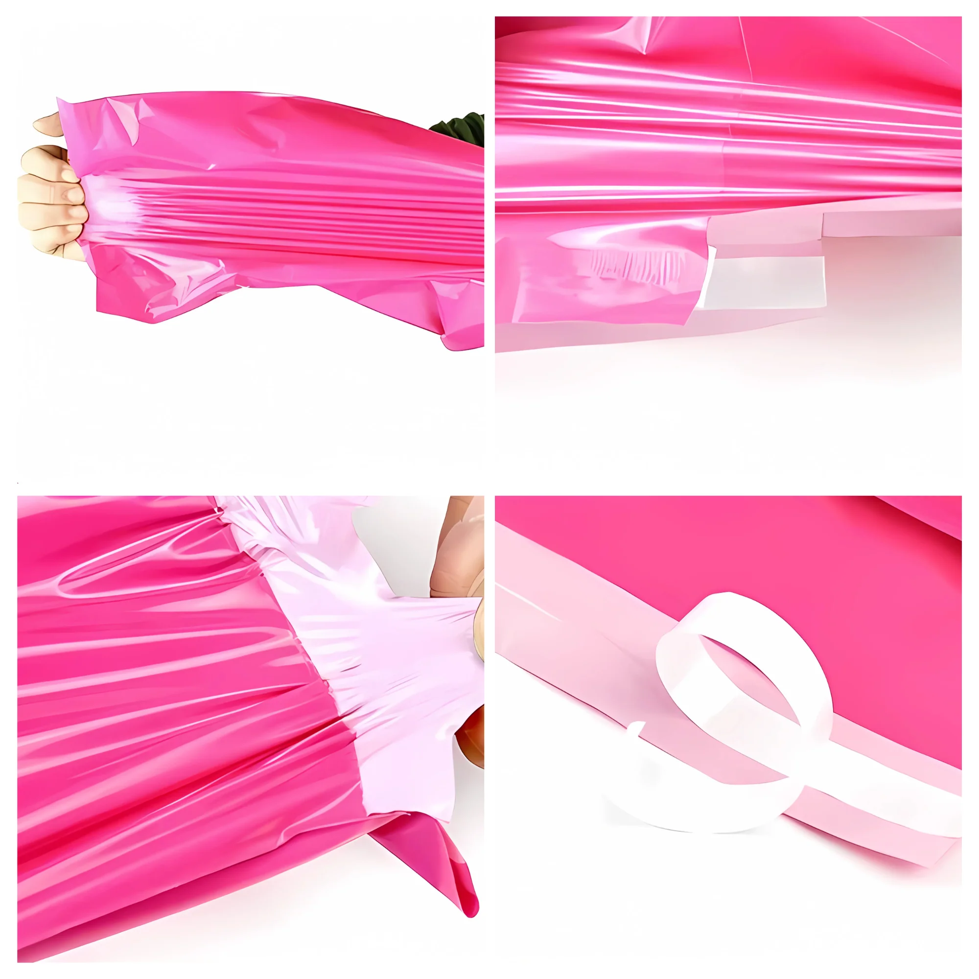 Pink Poly Mailer 255 x 330 + 40mm – Plastic Shipping Satchel with White Internal Lining - Image 5